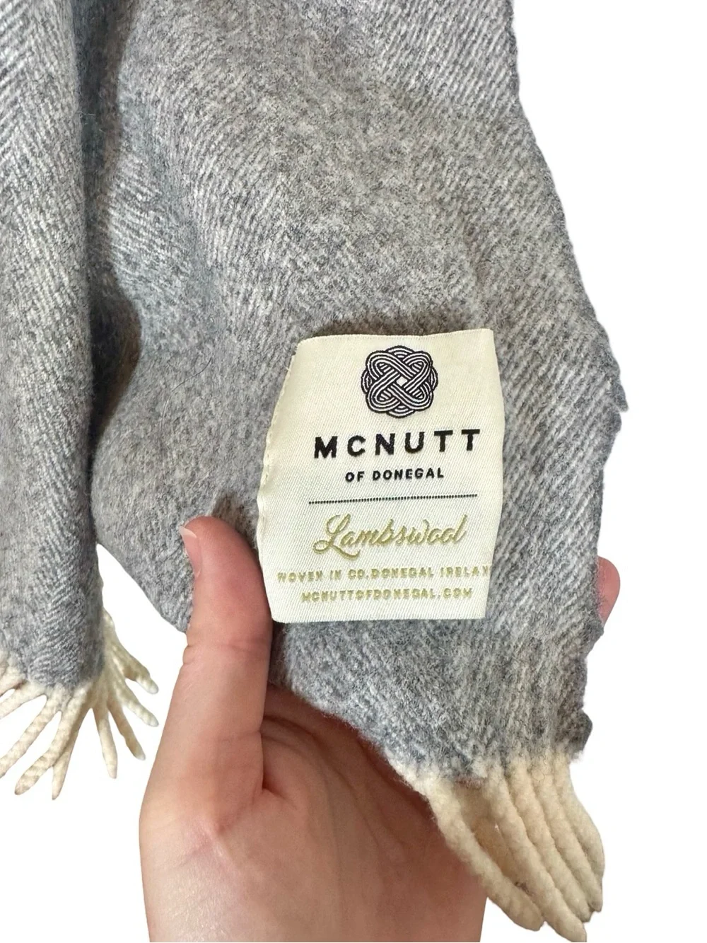 McNutt of Donegal Storm Grey Herringbone Lambswool Blanket Throw Pure Irish Wool